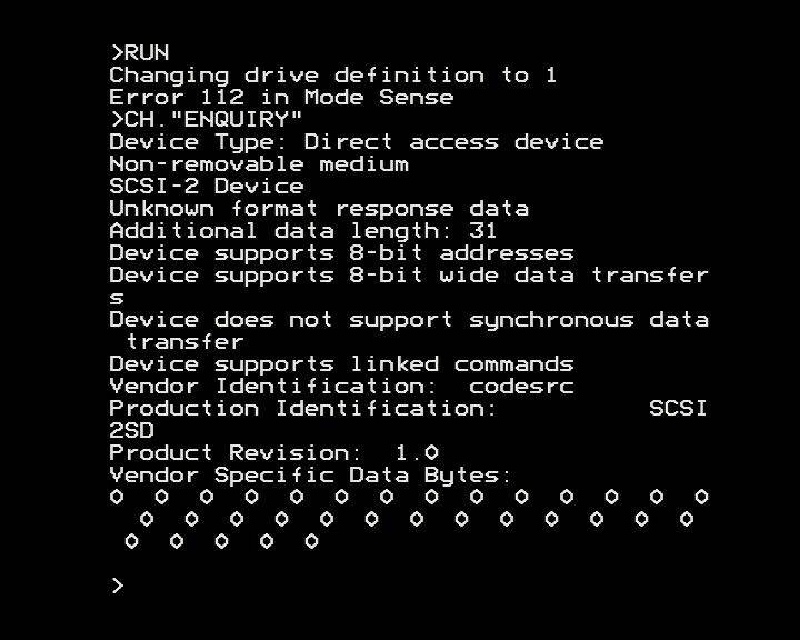BeebMaster SCSI2SD Commands